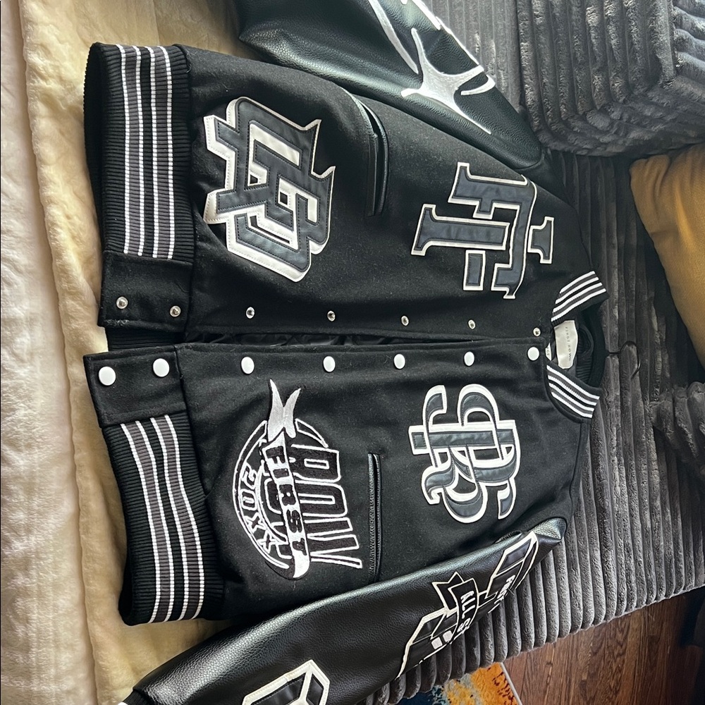 Stylish Black and White Varsity Jacket